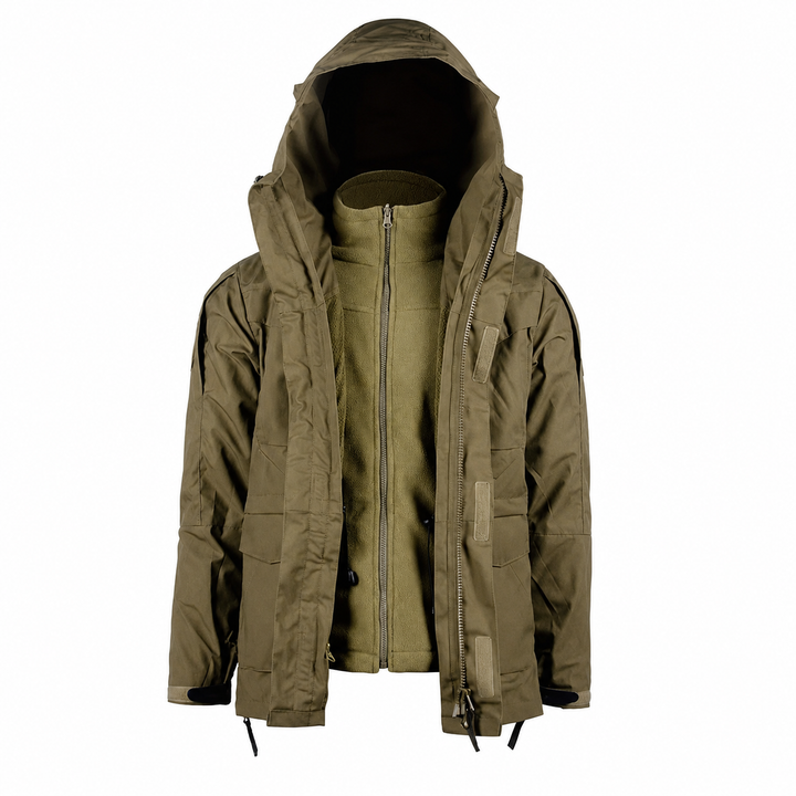 Taktische 3-in-1 Outdoorjacke mit Fleece – Tan