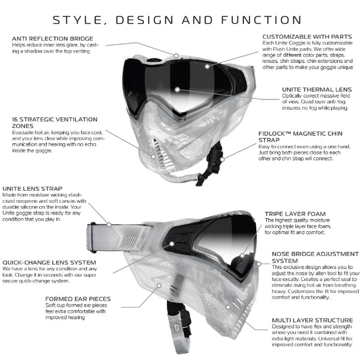 Push Unite Paintball Maske - Grau, Schwarz - Paintball Buddy